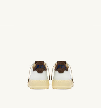 Man MEDALIST LOW SNEAKERS IN WHITE LEATHER AND CHOCOLATE CHIP SUEDE