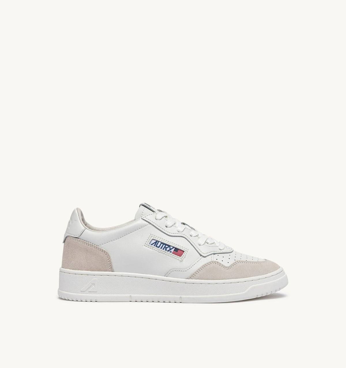 Man MEDALIST LOW SNEAKERS IN WHITE LEATHER AND SUEDE