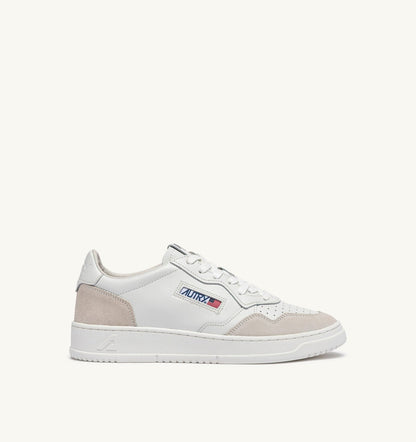 Man MEDALIST LOW SNEAKERS IN WHITE LEATHER AND SUEDE