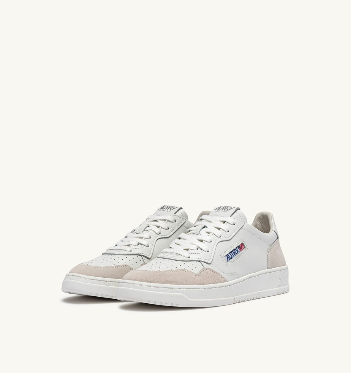 Man MEDALIST LOW SNEAKERS IN WHITE LEATHER AND SUEDE