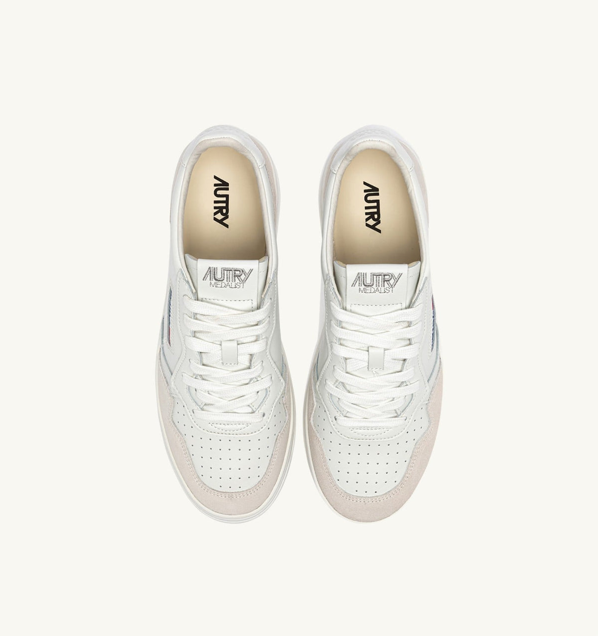 Man MEDALIST LOW SNEAKERS IN WHITE LEATHER AND SUEDE