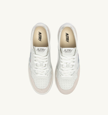 Man MEDALIST LOW SNEAKERS IN WHITE LEATHER AND SUEDE