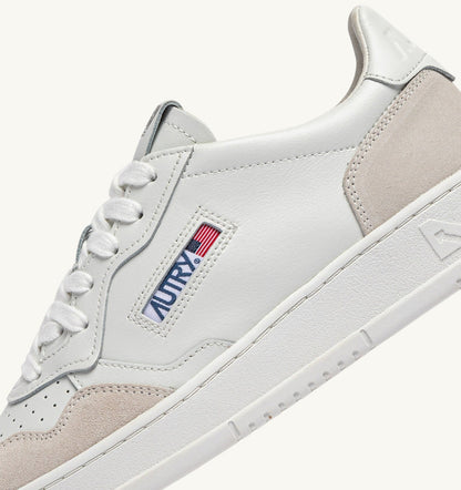 Man MEDALIST LOW SNEAKERS IN WHITE LEATHER AND SUEDE