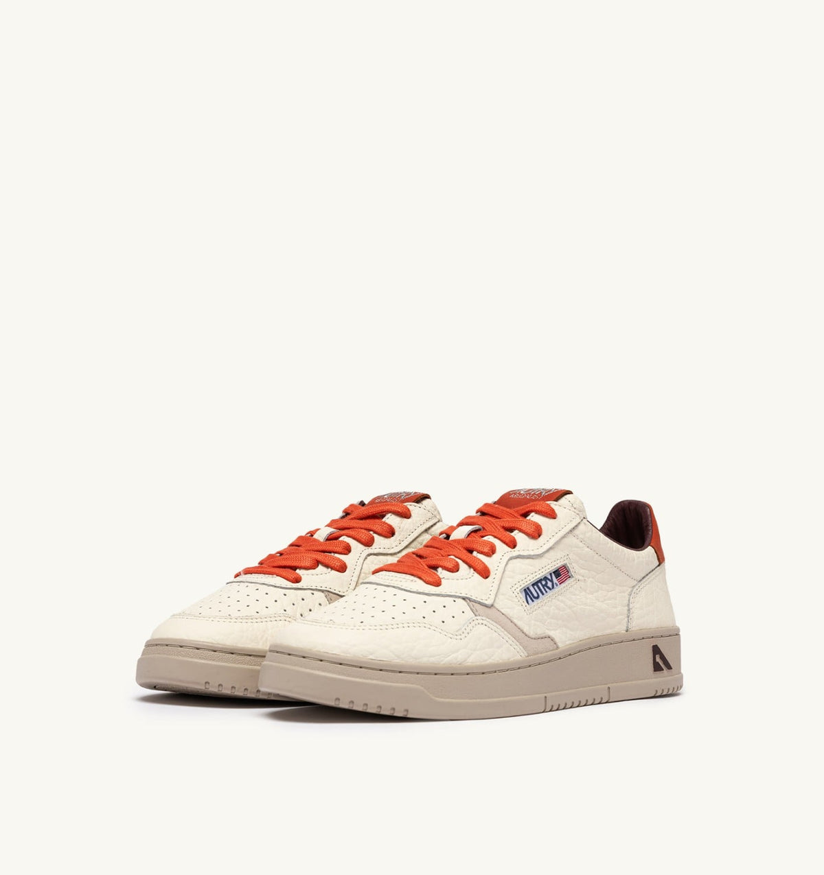 Man MEDALIST LOW SNEAKERS IN SAND AND PUMPKIN LEATHER
