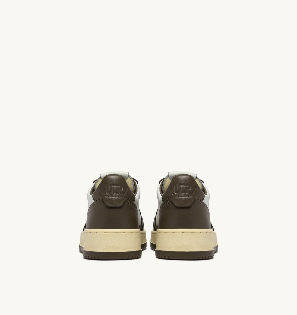 Man MEDALIST LOW BICOLOR SNEAKERS IN WHITE AND CHOCOLATE LEATHER