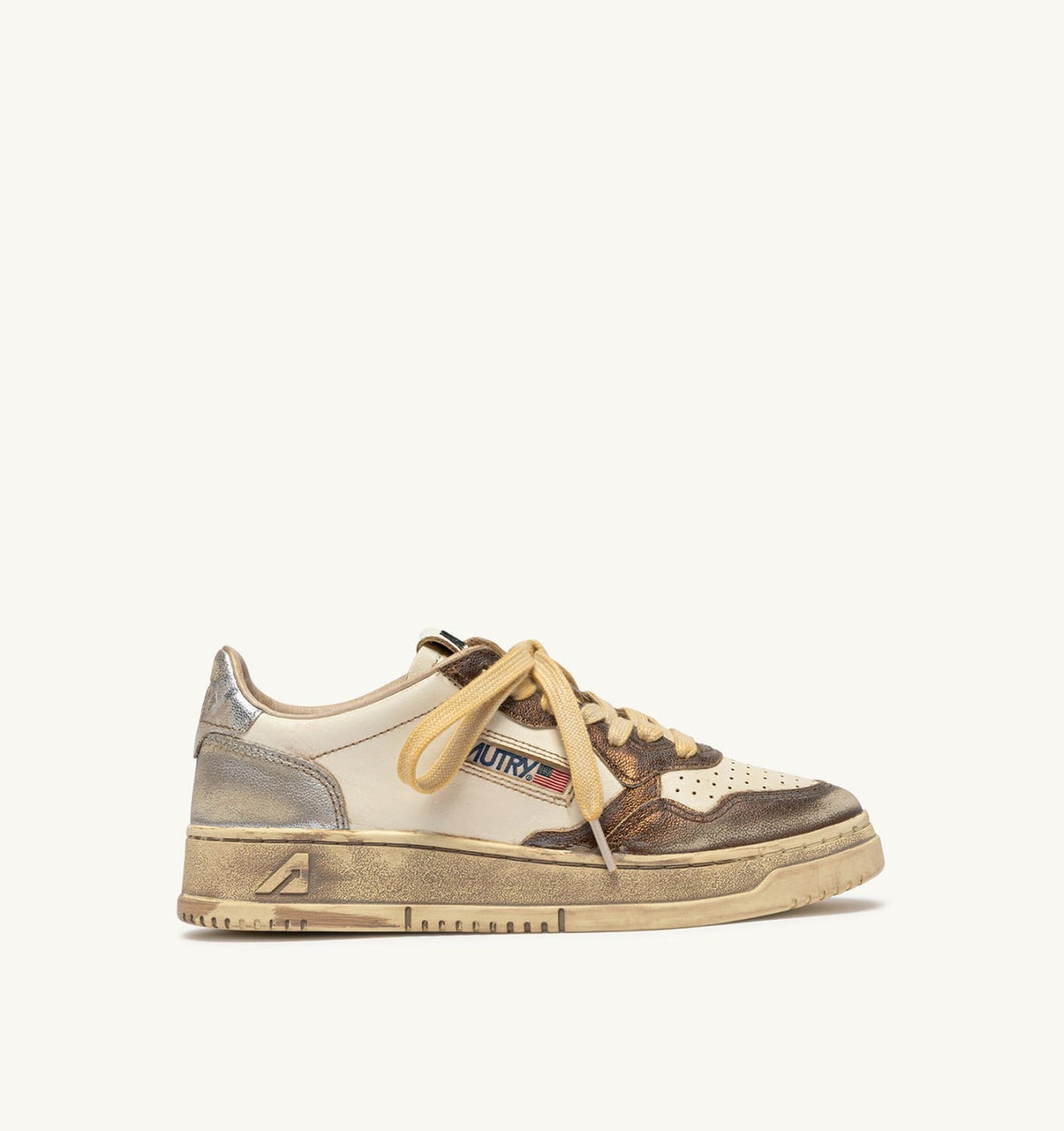 Man MEDALIST LOW SUPER VINTAGE SNEAKERS IN CHOCOLATE AND SILVER LEATHER