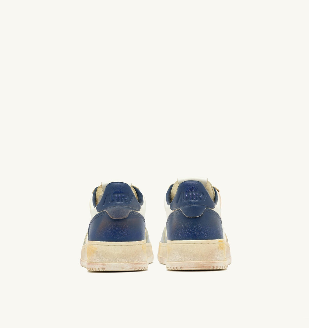 Man MEDALIST LOW SUPER VINTAGE SNEAKERS IN LIMESTONE WHITE AND BLUE LEATHER