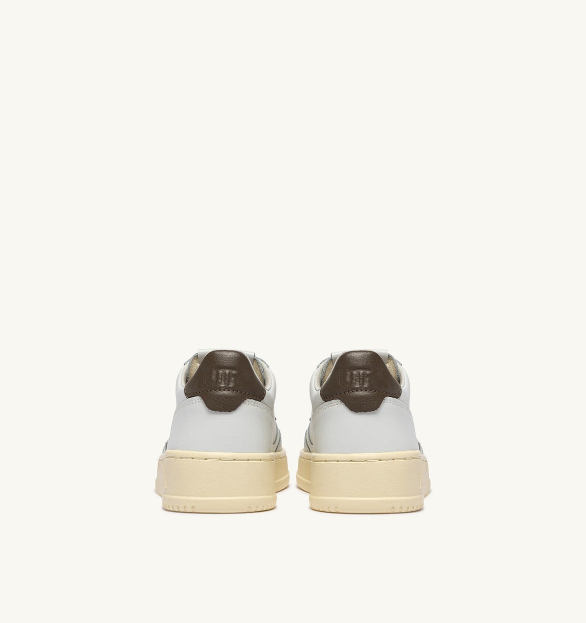 Man MEDALIST LOW SNEAKERS IN WHITE AND CHOCOLATE LEATHER