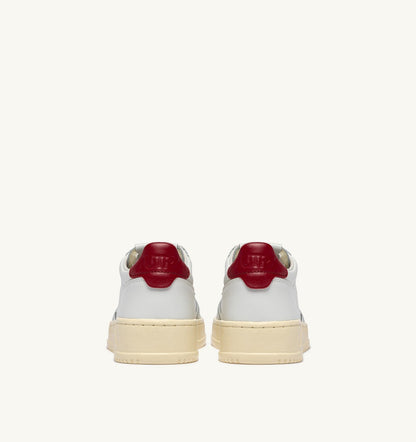 Man MEDALIST LOW SNEAKERS IN WHITE AND DEEP CLARET LEATHER