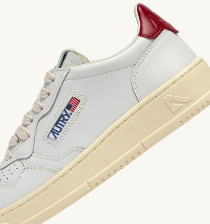 Man MEDALIST LOW SNEAKERS IN WHITE AND DEEP CLARET LEATHER