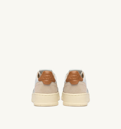 Man MEDALIST LOW SNEAKERS IN WHITE LEATHER AND LION SUEDE
