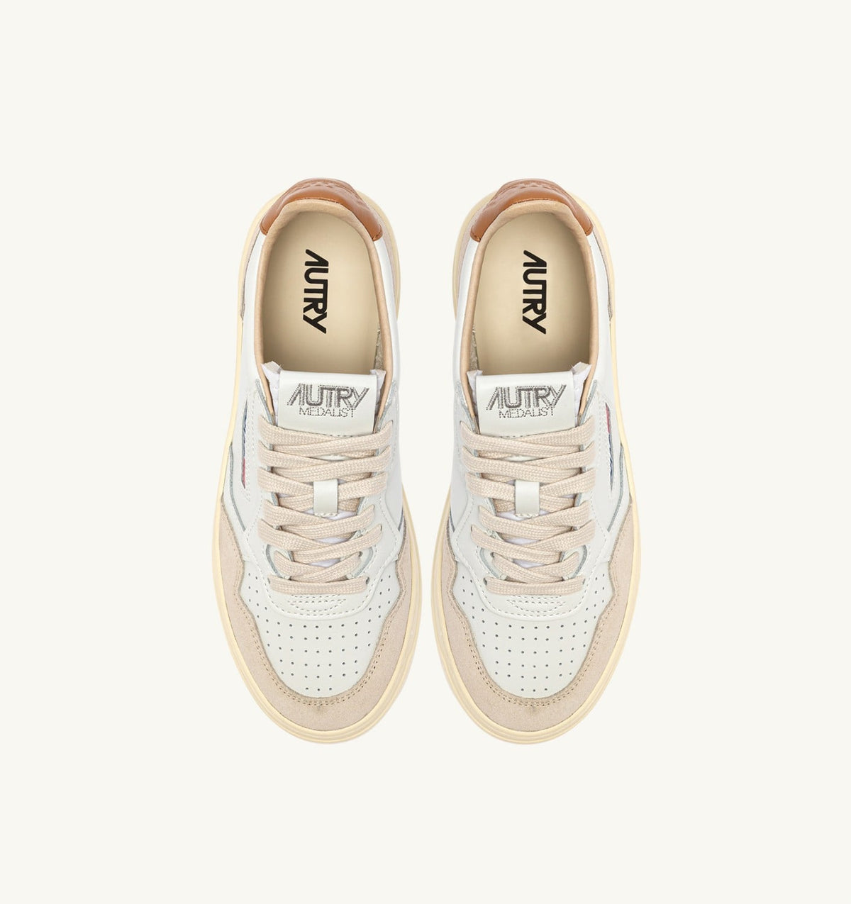 Man MEDALIST LOW SNEAKERS IN WHITE LEATHER AND LION SUEDE