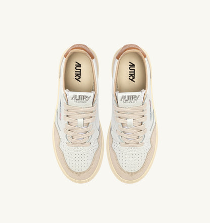 Man MEDALIST LOW SNEAKERS IN WHITE LEATHER AND LION SUEDE