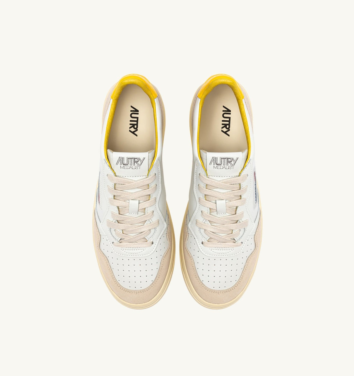 Man MEDALIST LOW SNEAKERS IN WHITE LEATHER AND SLICKER SUEDE WITH LETTERING