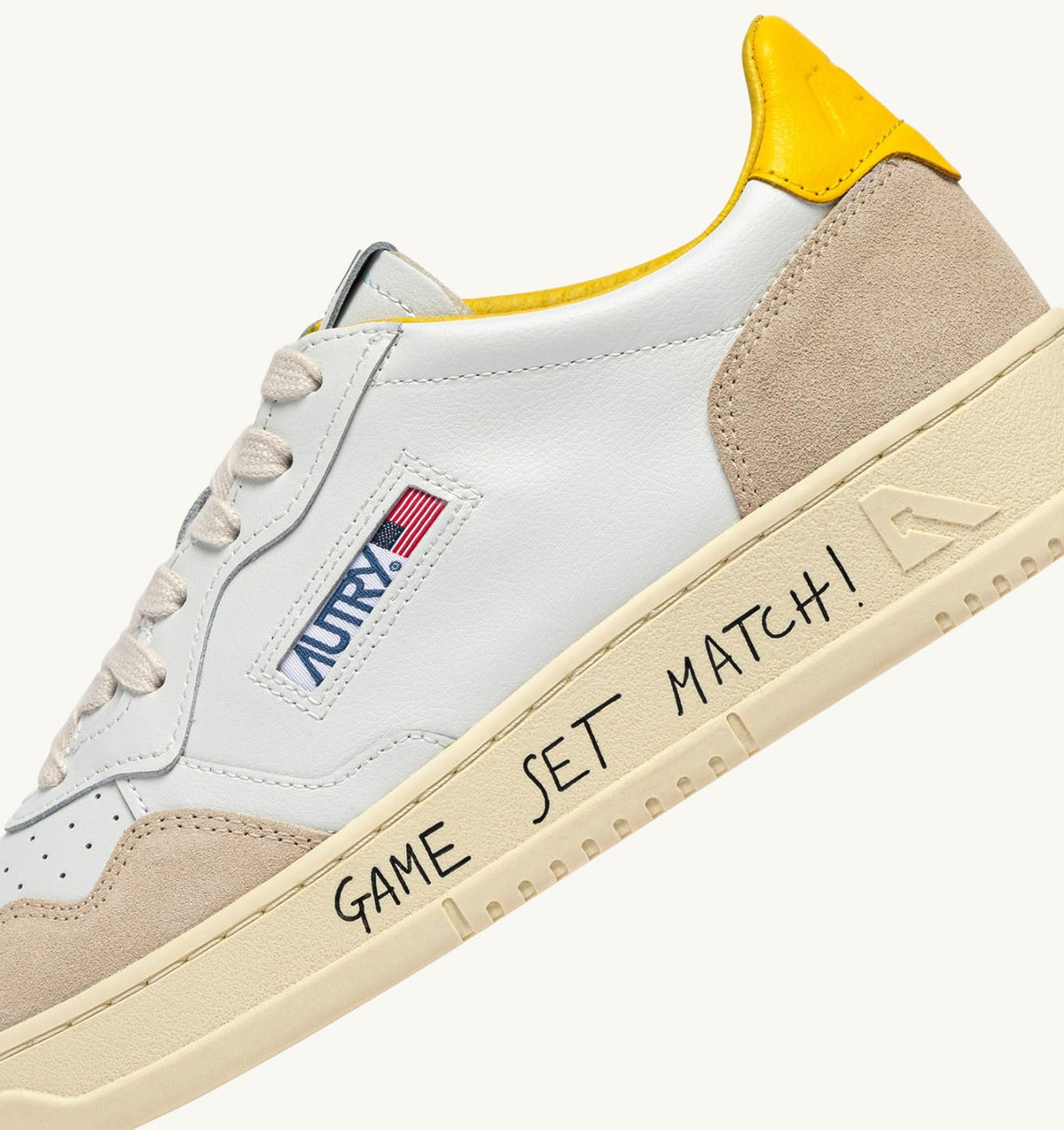Man MEDALIST LOW SNEAKERS IN WHITE LEATHER AND SLICKER SUEDE WITH LETTERING