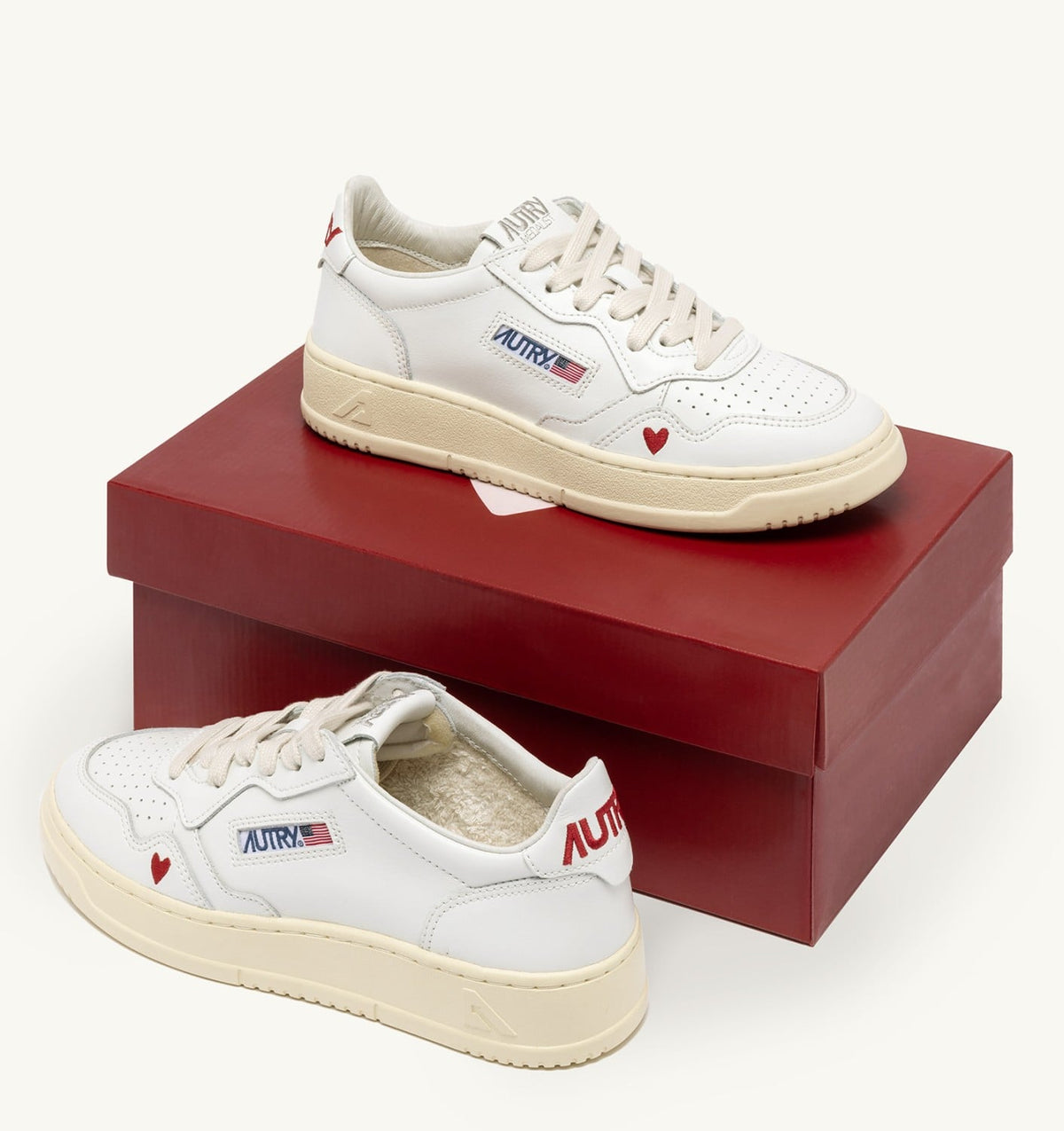 Man SNEAKERS MEDALIST 'LOVE' IN WHITE AND RED LEATHER