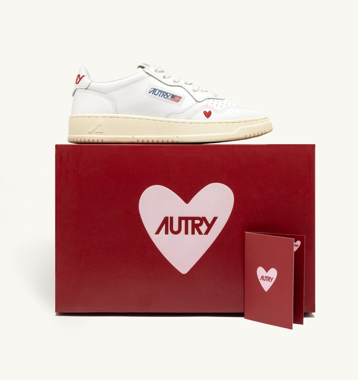 Man SNEAKERS MEDALIST 'LOVE' IN WHITE AND RED LEATHER