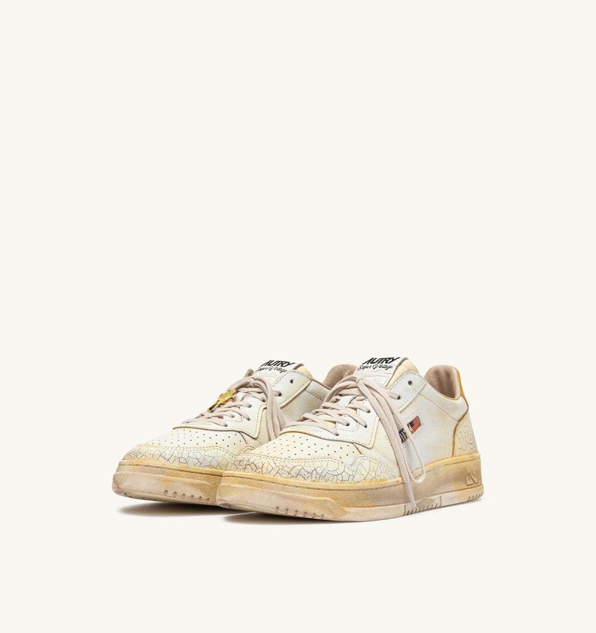 Man MEDALIST LOW SUPER VINTAGE SNEAKERS IN WHITE AND YELLOW LEATHER