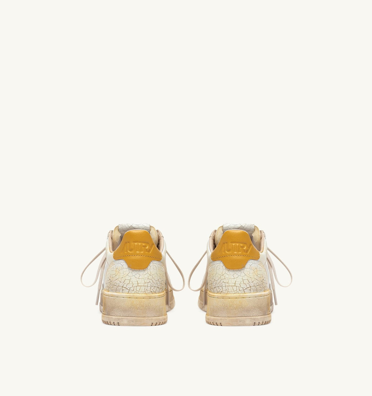 Man MEDALIST LOW SUPER VINTAGE SNEAKERS IN WHITE AND YELLOW LEATHER