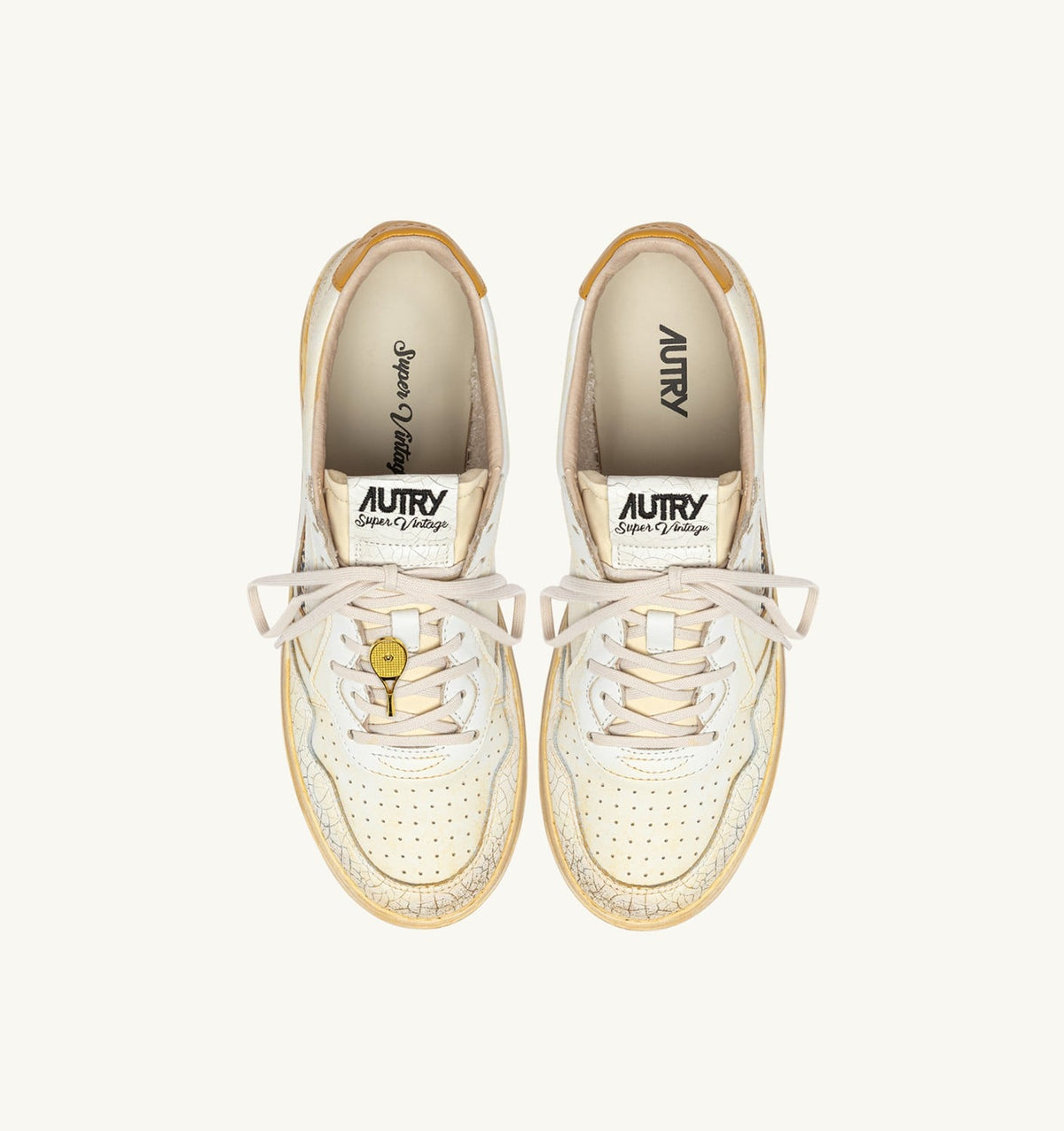 Man MEDALIST LOW SUPER VINTAGE SNEAKERS IN WHITE AND YELLOW LEATHER