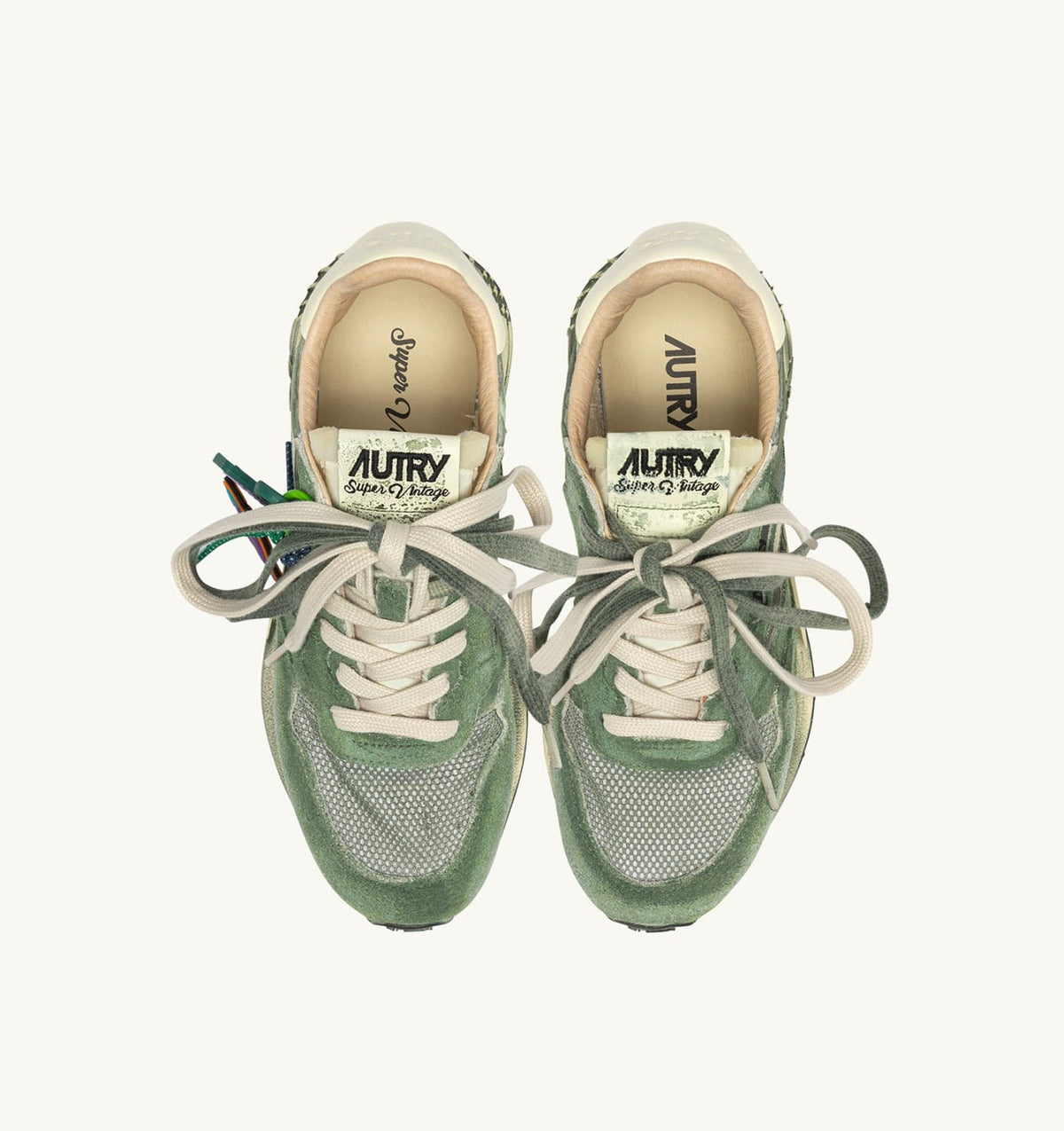 Man REELWIND SUPER VINTAGE SNEAKERS IN LEPRECHAUN AND WHITE SUEDE AND NYLON