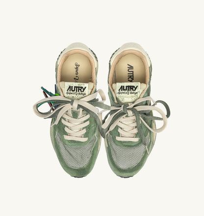 Man REELWIND SUPER VINTAGE SNEAKERS IN LEPRECHAUN AND WHITE SUEDE AND NYLON