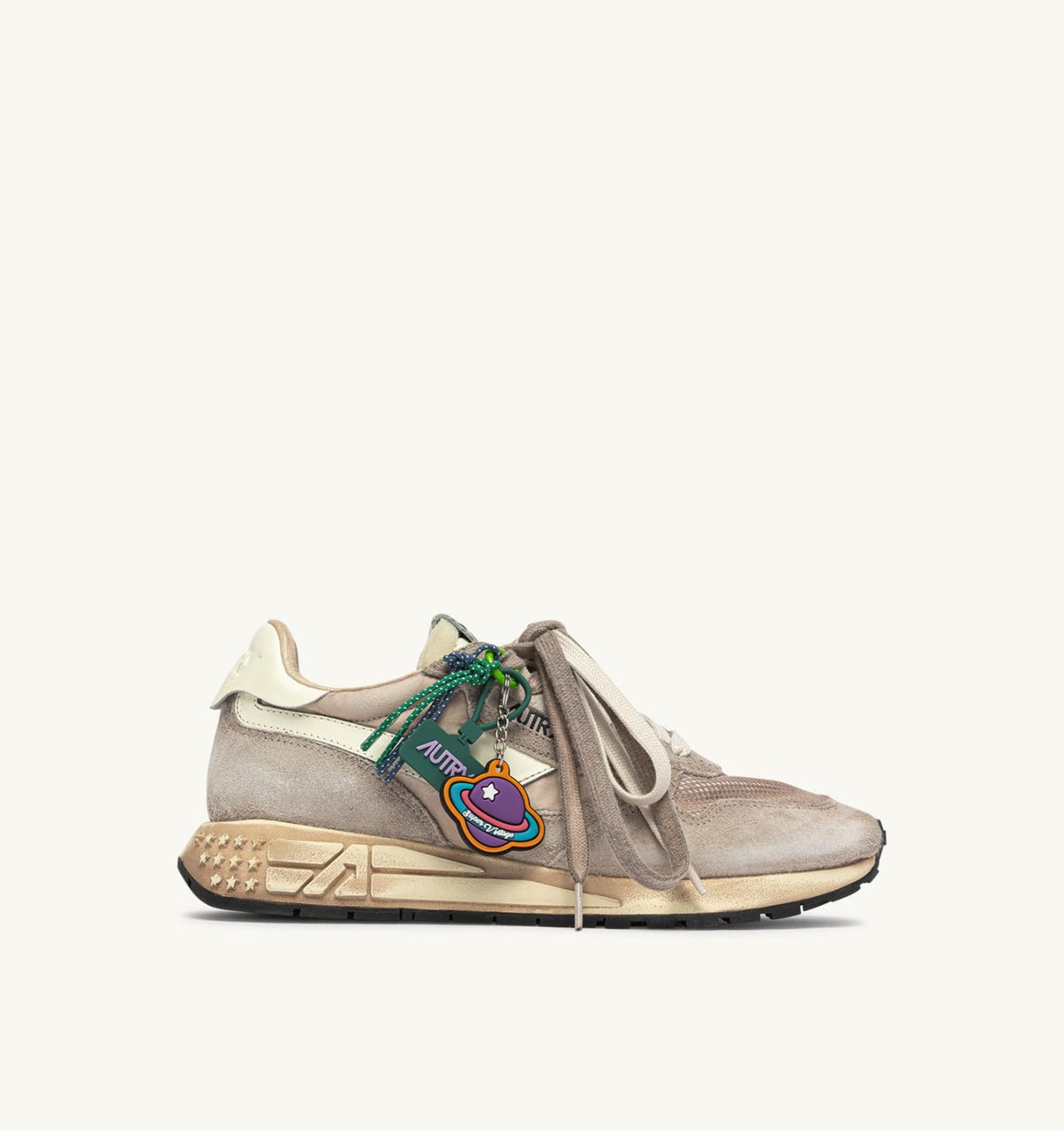 Man REELWIND SUPER VINTAGE SNEAKERS IN WOODSMOKE AND WHITE SUEDE AND NYLON