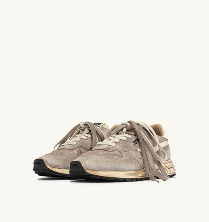 Man REELWIND SUPER VINTAGE SNEAKERS IN WOODSMOKE AND WHITE SUEDE AND NYLON