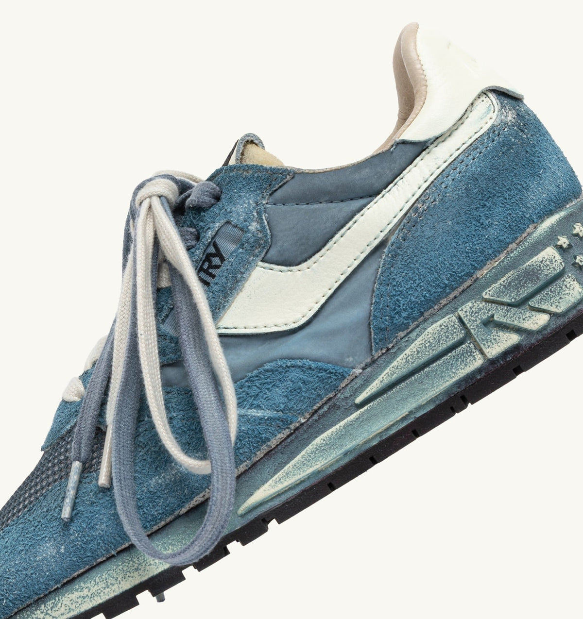Man REELWIND SUPER VINTAGE SNEAKERS IN MALLARD BLUE AND WHITE SUEDE AND NYLON
