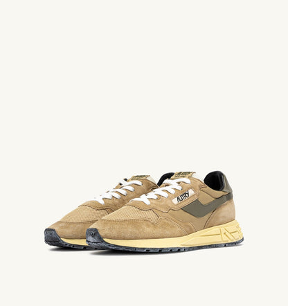 Man REELWIND LOW SNEAKERS IN FOAM SUGAR AND COVERT GREEN NYLON AND SUEDE