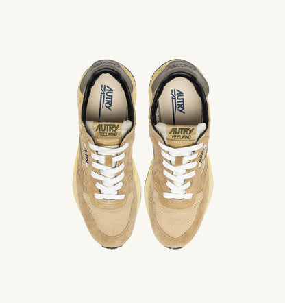 Man REELWIND LOW SNEAKERS IN FOAM SUGAR AND COVERT GREEN NYLON AND SUEDE