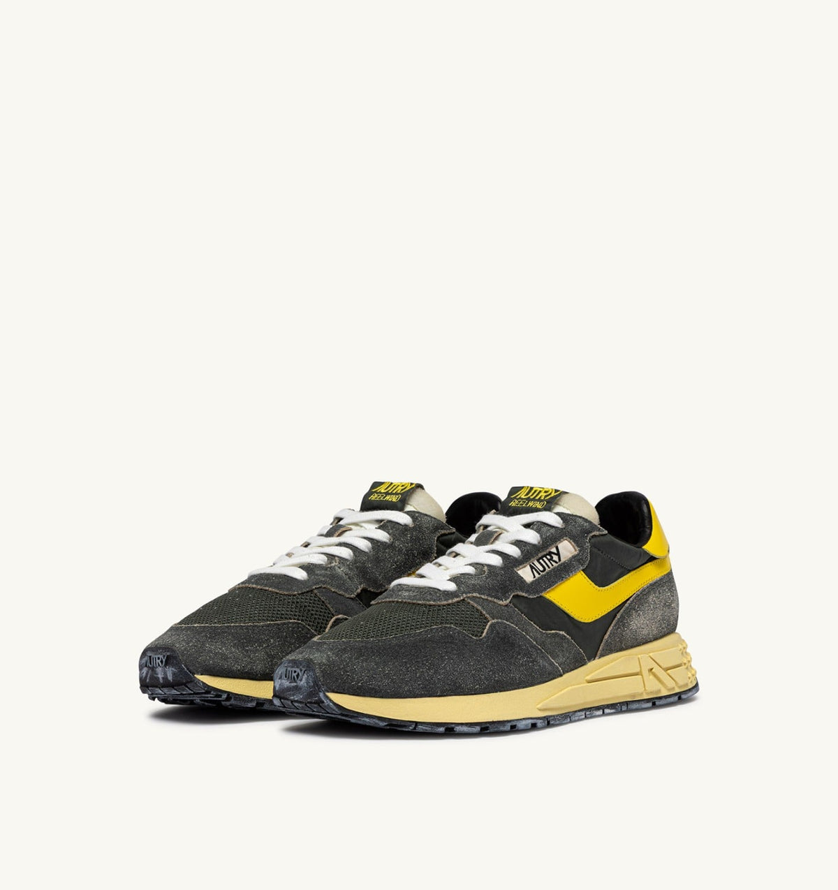Man REELWIND LOW SNEAKERS IN DEEP GREEN SUGAR AND QUINCE NYLON AND SUEDE