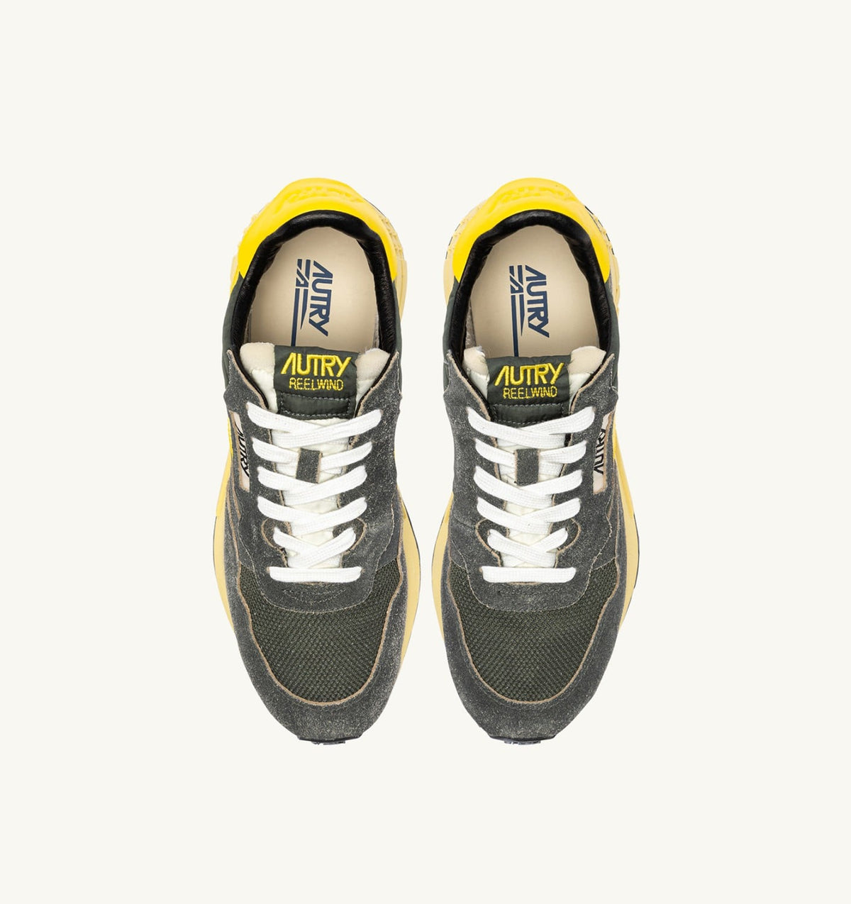 Man REELWIND LOW SNEAKERS IN DEEP GREEN SUGAR AND QUINCE NYLON AND SUEDE