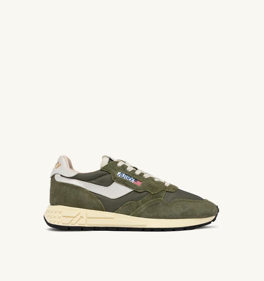 Man REELWIND LOW SNEAKERS IN WHITE AND SAGE NYLON AND SUEDE