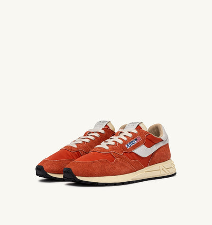 Man REELWIND LOW SNEAKERS IN WHITE AND ORANGE RUST NYLON AND SUEDE