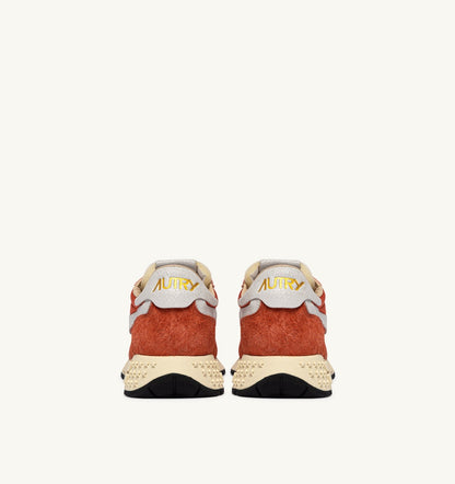 Man REELWIND LOW SNEAKERS IN WHITE AND ORANGE RUST NYLON AND SUEDE