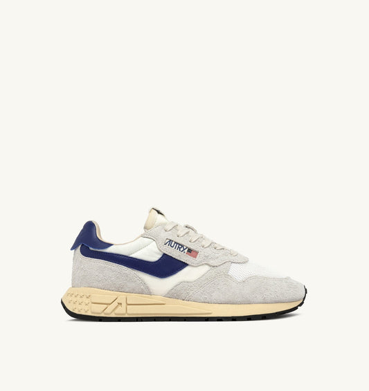 Man REELWIND LOW SNEAKERS IN WHITE AND LIMOGES NYLON AND SUEDE