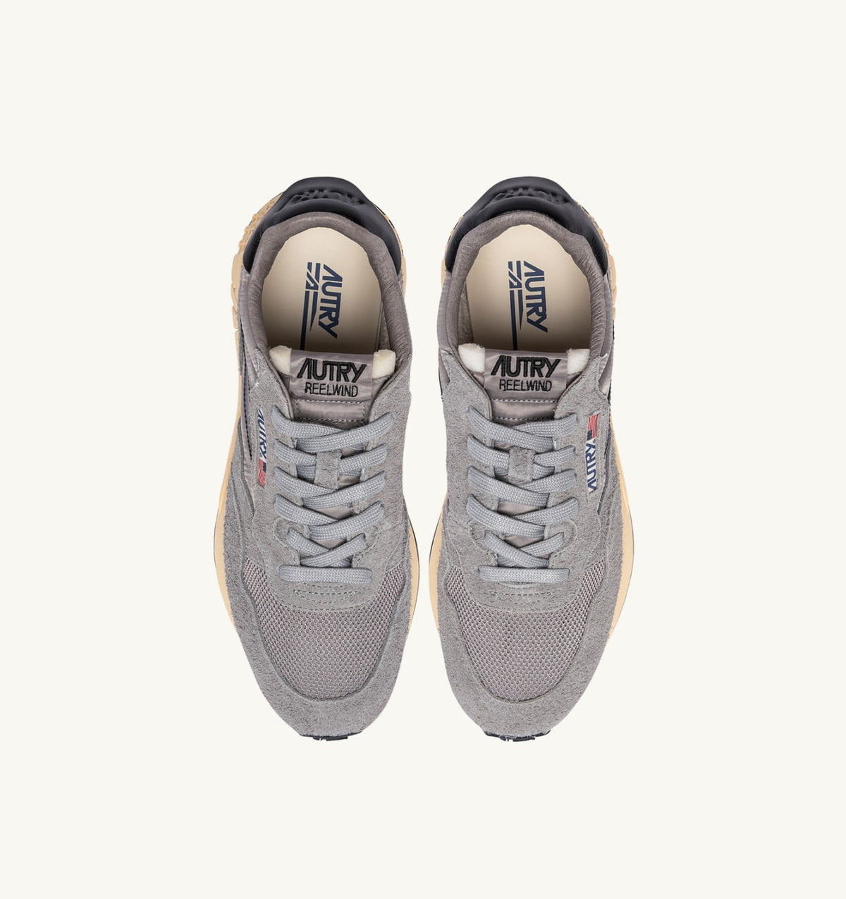 Man REELWIND LOW SNEAKERS IN LEAD AND BLACK NYLON AND SUEDE