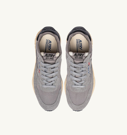 Man REELWIND LOW SNEAKERS IN LEAD AND BLACK NYLON AND SUEDE