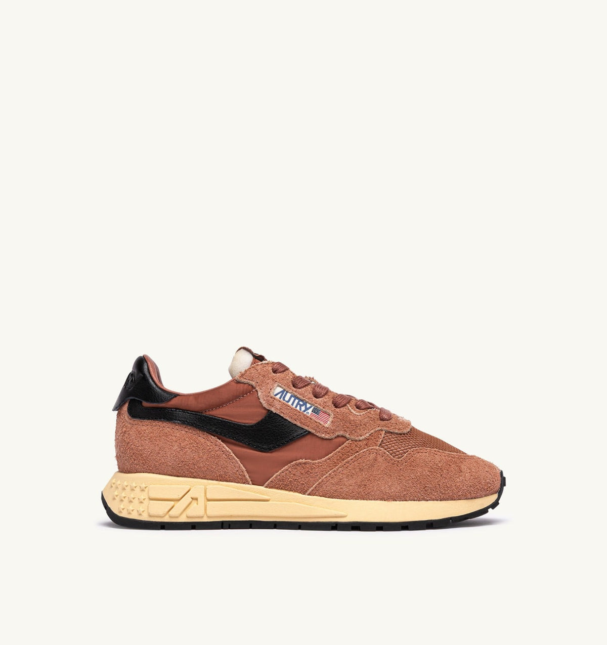 Man REELWIND LOW SNEAKERS IN MOCHA AND BLACK NYLON AND SUEDE