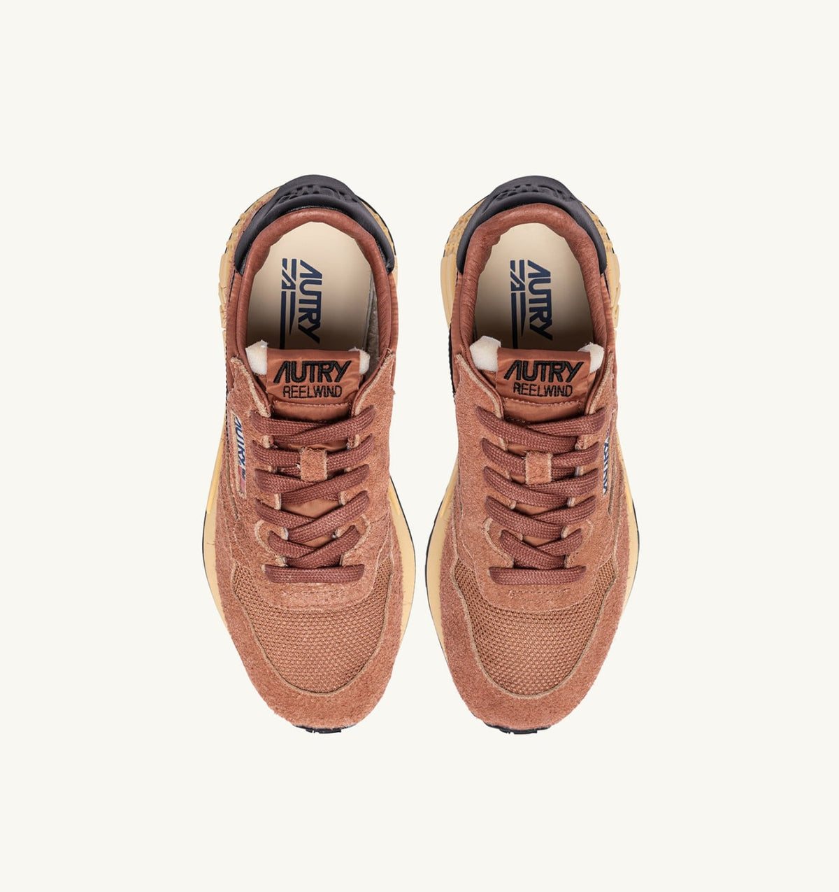 Man REELWIND LOW SNEAKERS IN MOCHA AND BLACK NYLON AND SUEDE