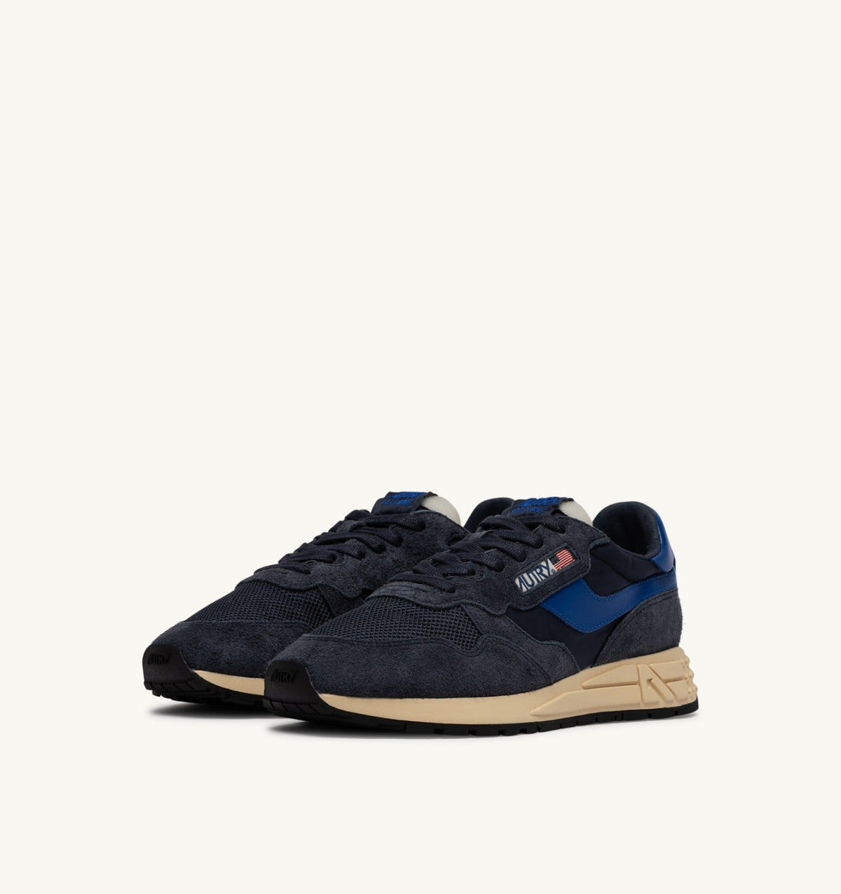 Man REELWIND LOW SNEAKERS IN SPACE BLUE AND LAPIS BLUE NYLON AND SUEDE
