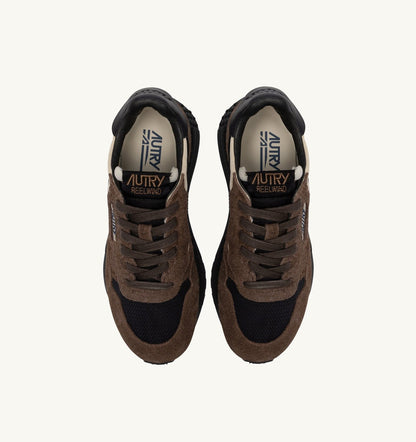 Man REELWIND LOW SNEAKERS IN DARK BARK PEBBLE AND PHANTOM SUEDE AND NYLON