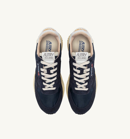 Man REELWIND LOW SNEAKERS IN BLUE SPACE AND WHITE NYLON AND SUEDE