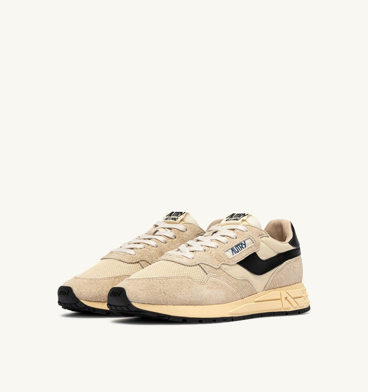 Man REELWIND LOW SNEAKERS IN ECRU AND BLACK NYLON AND SUEDE
