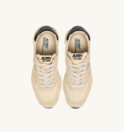 Man REELWIND LOW SNEAKERS IN ECRU AND BLACK NYLON AND SUEDE