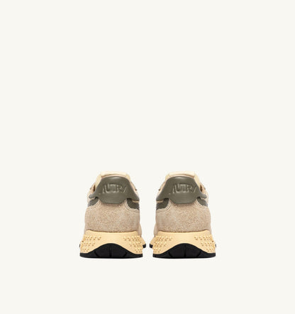 Man REELWIND LOW SNEAKERS IN ECRU AND COVERT GREEN NYLON AND SUEDE
