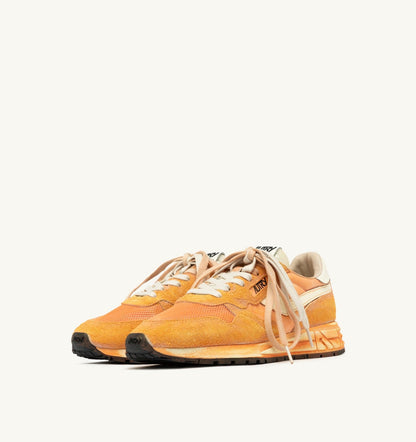 Man REELWIND SUPER VINTAGE SNEAKERS IN WHITE AND ORANGE SUEDE AND NYLON