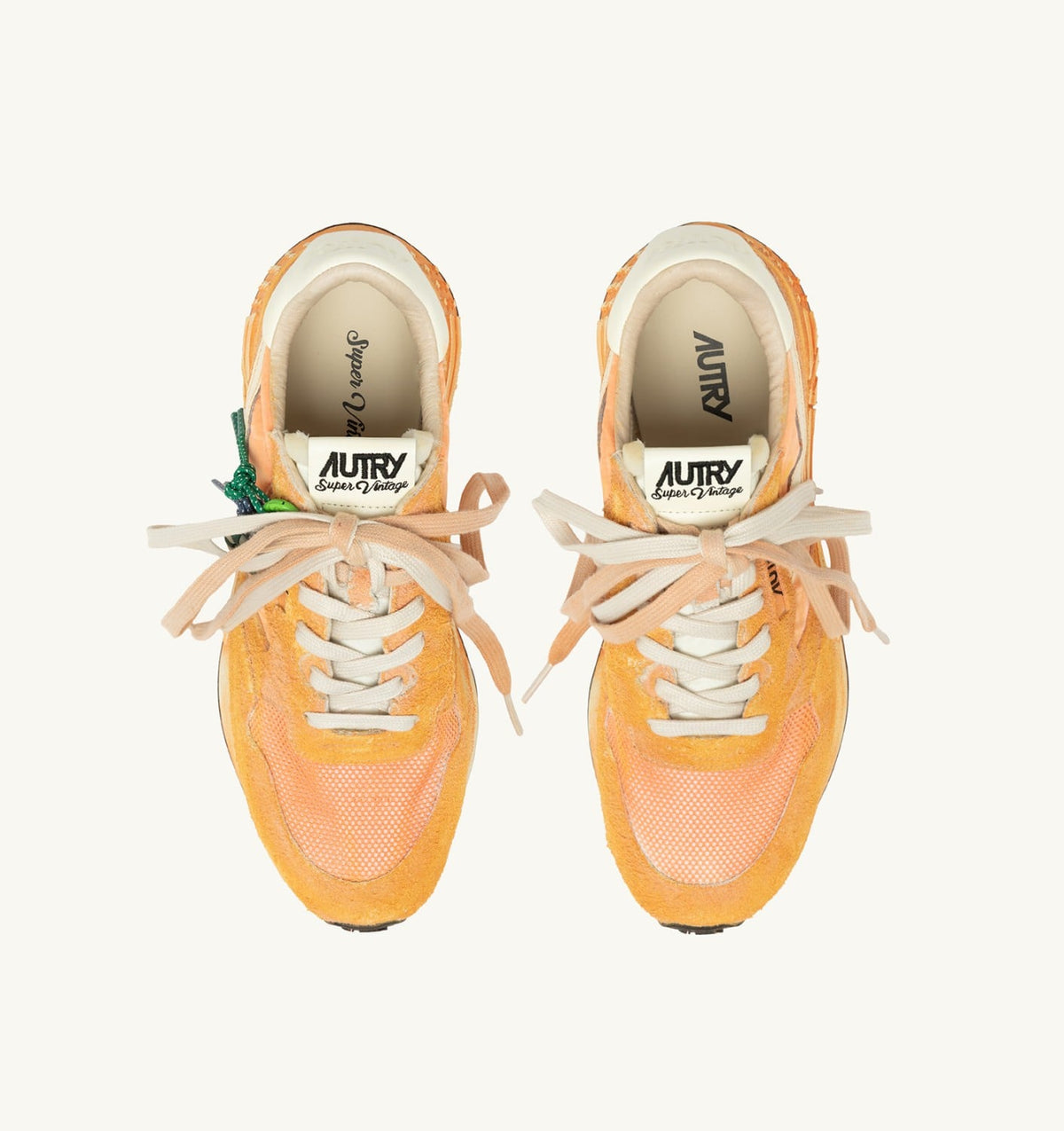Man REELWIND SUPER VINTAGE SNEAKERS IN WHITE AND ORANGE SUEDE AND NYLON