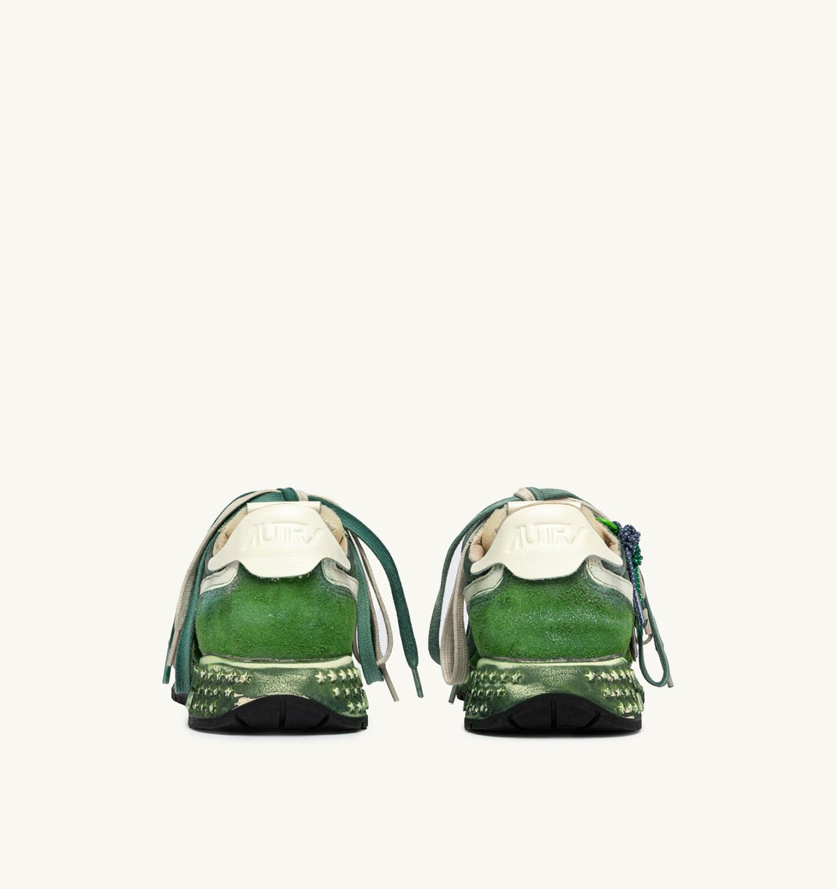 Man REELWIND SUPER VINTAGE SNEAKERS IN WHITE AND GREEN SUEDE AND NYLON